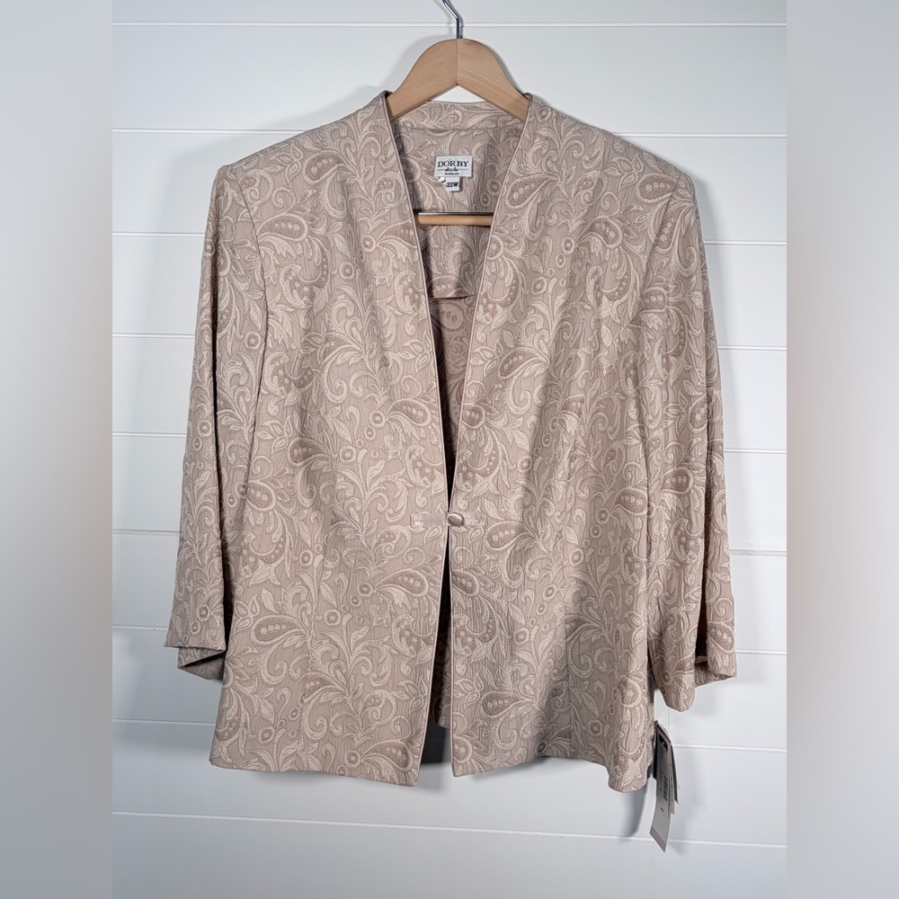 NWT Dorby Paisley Dressy Blazer Jacket in Almond Color Sise 22W